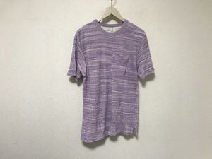 美品本物ジャーナルスタンダードJOUNALSTANDARDコットンボーダー柄タオル生地半袖TシャツメンズサーフアメカジミリタリーワークS紫パープル