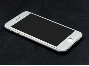 2枚 送料無料 シルバー iphone6s Plus iphone6 Plus アルミ チタン ガラス フィルム 金属 カバー シール シート アイフォン 3D曲面 9H