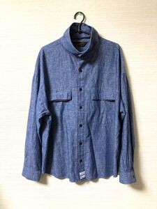 【即決】19AW Sサイズ テンダーロイン HIGH NECK CHAMBARY SHT ハイネック シャンブレー シャツ