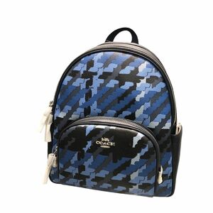 【中古】 COACH コーチ コート バックパック グラフィック プラッド プリント ネイビー レザー リュック 未使用品 23047679 HO