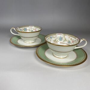  ノリタケ カップ ソーサー 金彩 Noritake ヨシノ ペア ティーカップ グリーン 花柄 2客 