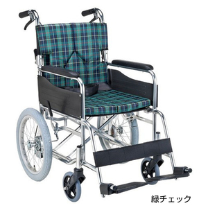 スタンダードモジュール車いす SMK30 座面幅42cm／緑チェック（マキテック）SMK30-4243GN 介助式車いす・背折れタイプ