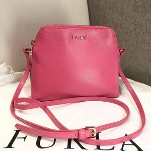 【1円売切】FURLA フルラ レザー ミニ ショルダーバッグ 斜め掛け可 ピンク 美品 ☆