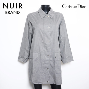 クリスチャンディオール Christian Dior コート スポーツ チェック コットン Size:M ロング ブラック ホワイト