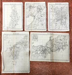 謡曲名勝地図 切り抜き 全5枚