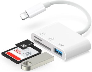 i-Phone SD カードリーダー ３-in-1 TF SD USB 変換アダプター i-Phone 用 　BB0212　　