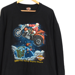 BT2388 ハーレーダビッドソン HARLEY DAVIDSON ロンTシャツ XL 肩62 サンタ クリスマス メール便可 xq