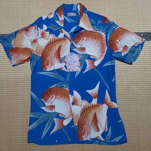 DENIME　Ｓ　鯛　和柄　旧ドゥニーム　シンズ　アロハシャツ　Hawaiian shirt　RED SNAPPER　JAPAN　鯉　サンサーフ　SUN SURF　虎　龍　藍