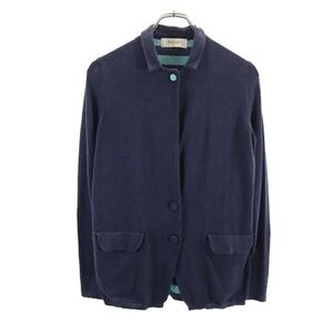 ポールスミス ニット カーディガン M ネイビー系 Paul Smith 裏ボーダー レディース