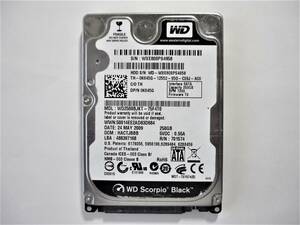 【使用時間-5208時間】 Western Digital HDD 250GB 　2.5インチ 内蔵HDD 　正常/現状品　