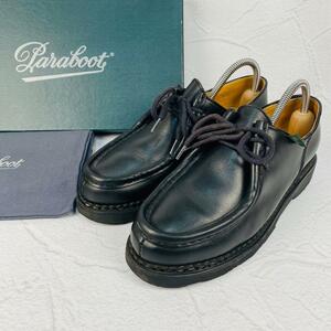 【良品】PARABOOT パラブーツ ミカエル モカシン チロリアン 革靴 4 23.5cm 黒 ブラック ミリタリー アウトドア タウンユース