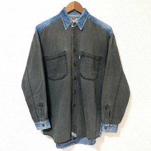 (^w^)b リーバイス 80s 90s ヴィンテージ デニム シャツ ツートン ドッキング ブルー×ブラック Levi