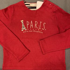 ポンポネット新作PARISエッフェル塔アップリケニットTシャツ3Sサイズアカ★新品訳あり激安！