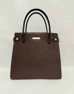 【美品】バーバリー BURBERRY ノバチェック レザートートバッグ 茶色