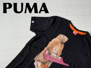 ☆送料無料☆ PUMA プーマ 古着 半袖 アニマル柄 Tシャツ メンズ L ブラック トップス 中古 即決