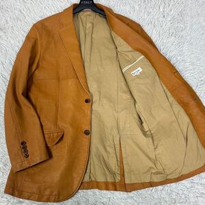 希少 XLサイズ 【極上ラムレザー キャメル】paul smith London ポールスミス テーラードジャケット シングル 羊革 本革 2B 2L 柔らかい AW