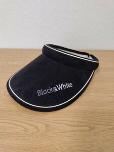 【Black&White】ブラック&ホワイト サンバイザー 黒 ブラック フリーサイズ コールテン カチューシャ クリップ ゴルフウェア 日除け 帽子