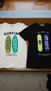 スパンコールTシャツ　2枚セット　160　サーフィン　スケボー Tシャツ