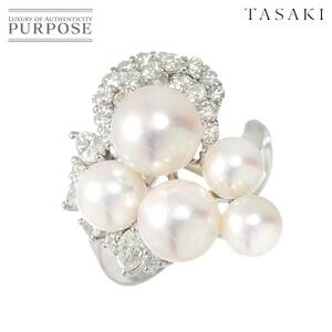 タサキ TASAKI 11.5号 リング アコヤ真珠 7.8-5.3mm ダイヤ 0.89ct K18 WG 750 パール 指輪 田崎真珠 Akoya Pearl Ring 90243914