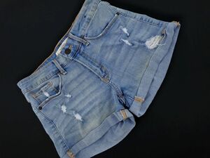 Abercrombie & Fitch アバクロンビー＆フィッチ ダメージ加工 ロールアップ ショート デニムパンツ size26/青 ■◆ ☆ ehc6 レディース