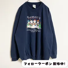 古着 used　プリントスウェット　Xmas　クリスマス　ネイビー　ビッグシルエット　オーバーサイズ　レトロ　デザイン　秋冬服