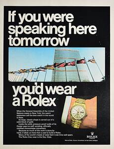 稀少・広告！1969年ロレックス 時計広告/Rolex Oyster Day-Date/Watch/国際連合/Y