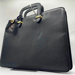 1円 ◎極美品◎ フェラガモ Salvatore Ferragamo トートバッグ ビジネスバッグ A4 ガンチーニ ゴールド 金具 黒 ブラック レザー タグ