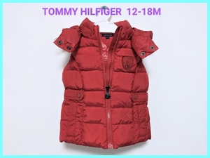 即決! 美品 (記名なし)! TOMMY HILFIGER トミーヒルフィガー ダウンベスト サイズ12-18M (80cm相当)