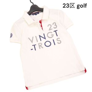 23区 golf ゴルフ 春夏 ロゴ ワッペン♪ 半袖 鹿の子 ポロシャツ Sz.1　レディース 白　K4T01052_6#A