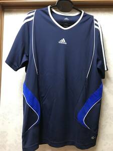 ★adidas★CLIMA COOL 速乾メッシュ 半袖Tシャツ L 紺ネイビー白ホワイト、青ブルー