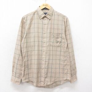 M/古着 リーバイス Levis 長袖 ブランド シャツ メンズ 90s ボタンダウン ベージュ他 カーキ チェック 24sep07 中古 トップス