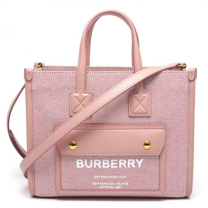 バーバリー BURBERRY ミニフレヤトート 8063308 キャンバス×レザー ピンク