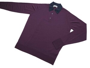  ビームスF別注 メンズ S ジョンスメドレー 最高級メリノウール ポロネックセーター A4691 DAMSON/MIDNIGHT JOHN SMEDLEY イギリス製★