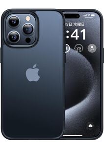 CASEKOO iPhone 15 Pro Max 用 ケース 耐衝撃 滑り止め 指紋防止 米軍MIL規格 マット仕上げ ストラップホール付き (マットブラック)/A108