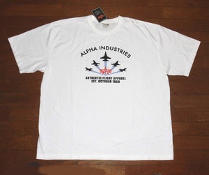 ALPHA アルファ Tシャツ 半袖 コットン 正規品 WHT 大きいサイズ 5L 紙タグ付 未使用品/アメリカ空軍U.S.A.F.米空軍トップガンAVIREX