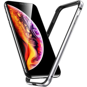 海外人気★耐衝撃アルミ合金素材使用 iPhoneXS iPhoneX バンパーケース★全国送料無料★シルバー