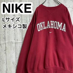 ☆送料無料☆ カレッジ OKLAHOMA オクラホマ大学 NIKE ナイキ スウェットトレーナー L レッド ビッグサイズ メキシコ製 24-6