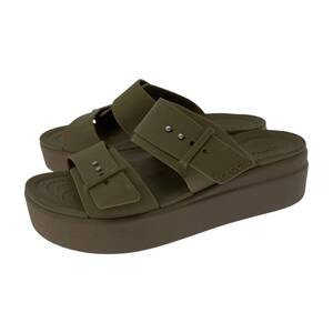 crocs クロックス 厚底 サンダル sizeＷ８/カーキ