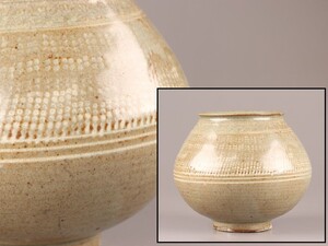 古美術 朝鮮古陶磁器 李朝 三島 白象嵌 壷 時代物 極上品 初だし品 C6896