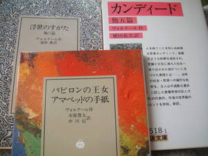 ヴォルテール3冊　浮世のすがた　カンディード　バビロンの王女 アマベッドの手紙 　岩波文庫