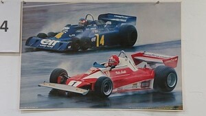 P04-27 / 【 未使用 】フェラーリ 312T vs タイレルp34 Ferrari 312T TYRELL P34 1976年 F1　ポスター　約62㎝×91.5㎝　レア品