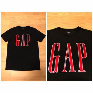 着用3度程.極美品☆OLD GAP／オールドギャップ 90sビンテージ復刻型 メンズS 希少.フェルト超BIGロゴ.フロントプリント入 半袖Tシャツ 黒色