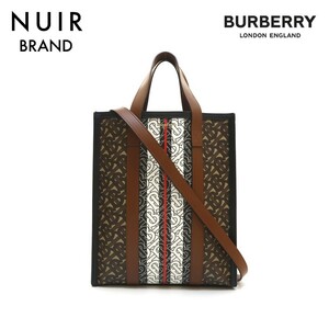 バーバリー BURBERRY トートバッグ TBモノグラム PVC レザー 2WAY ショルダー ブラウン