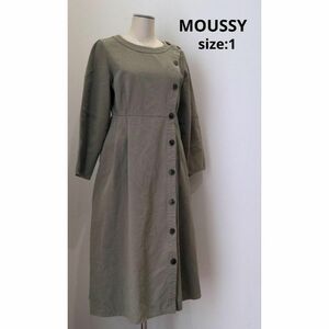 MOUSSY マウジー アシンメトリー ボタン ワンピース カーキ 1