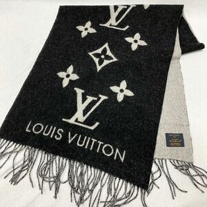 ルイヴィトン LOUIS VUITTON エシャルプ レイキャビック M71040 モノグラム ストール マフラー カシミヤ ブラック グレー 正規品 d414