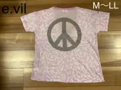 e.vil イビルイービル ピースマークラインストーン　Vネック半袖Tシャツ　M