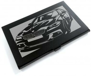 ブラックアルマイト「BMW F10 523i」切り絵デザインのカードケース[CC-098]