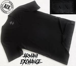 新品★アルマーニ★セクシーな ブラック Tシャツ★ピーマコットン 100%★スリム Vネック★ペルー製 黒 XL★A/X ARMANI☆232