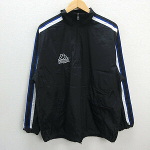 s■カッパ/Kappa 90s ハーフジップ トレーニングウェア ナイロンJKT【M】黒/MENS/103【中古】