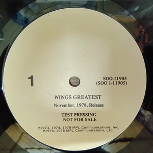 PAUL MCCARTNEY & WINGS / WINGS GREATEST (TEST PRESS)